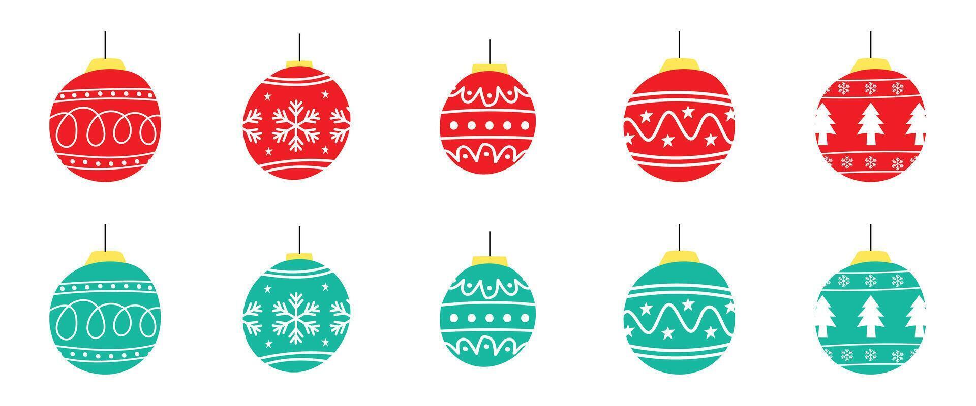 decoration ball for christmas doodle hand drawing red and blue color ornament vector