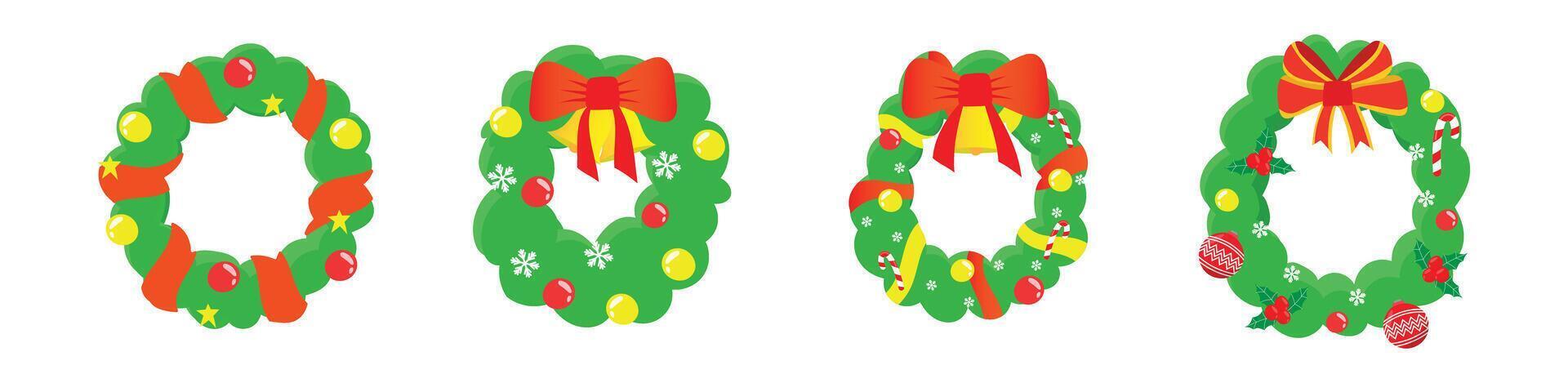 wreath doodle christmas decoration icon vector