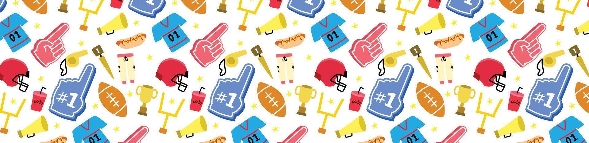 american football colorfull pattern doodle seamless pattern background cute transparent vector