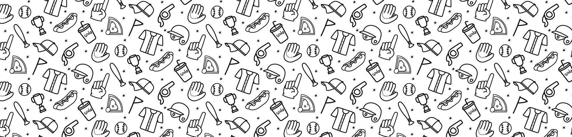 baseball seamless pattern background monochrome hand drawing icon vector