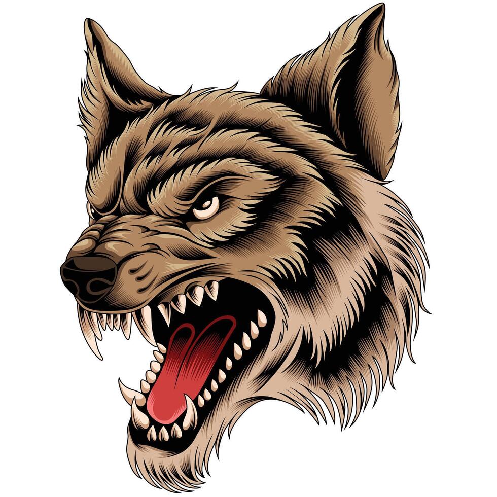 Angry Wolf Head Illustration vector