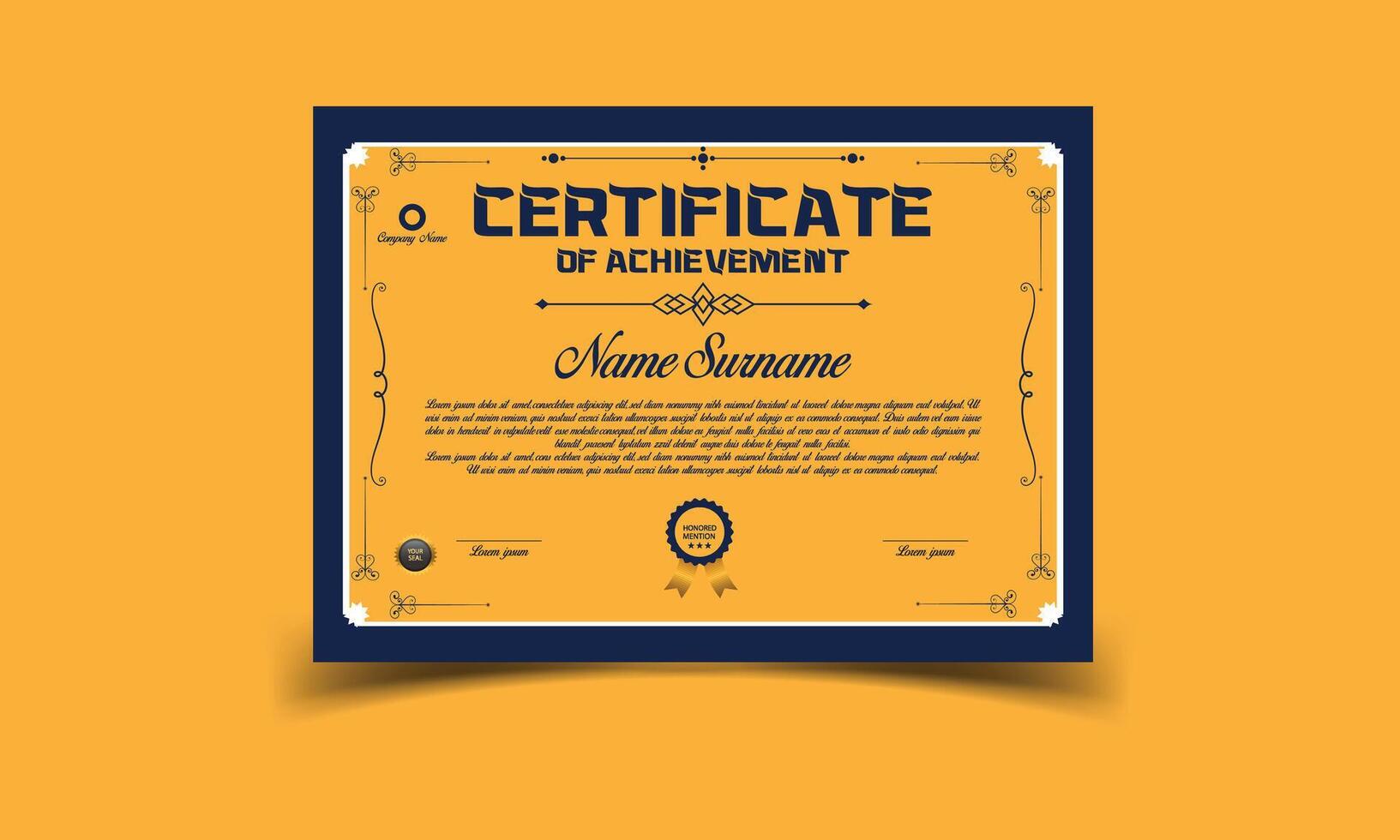 Professional Certificate Template Elegant Design for Achievements vector