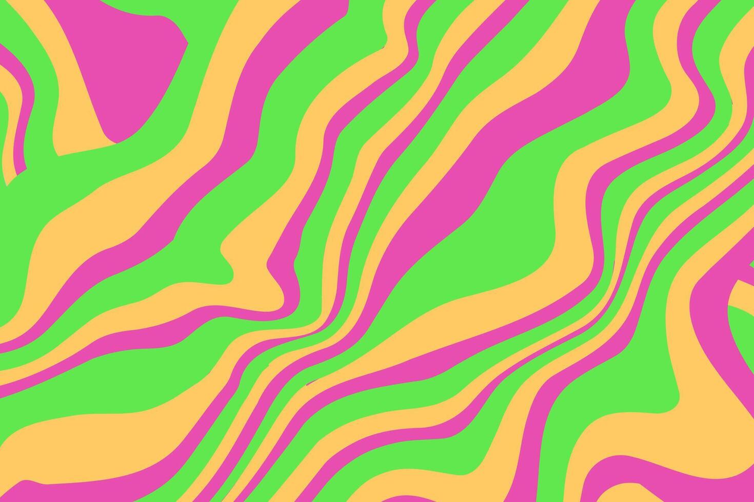 Abstract Wavy Pattern with Vibrant Neon Green, Pink and Orange Stripes in Dynamic Flow Design vector