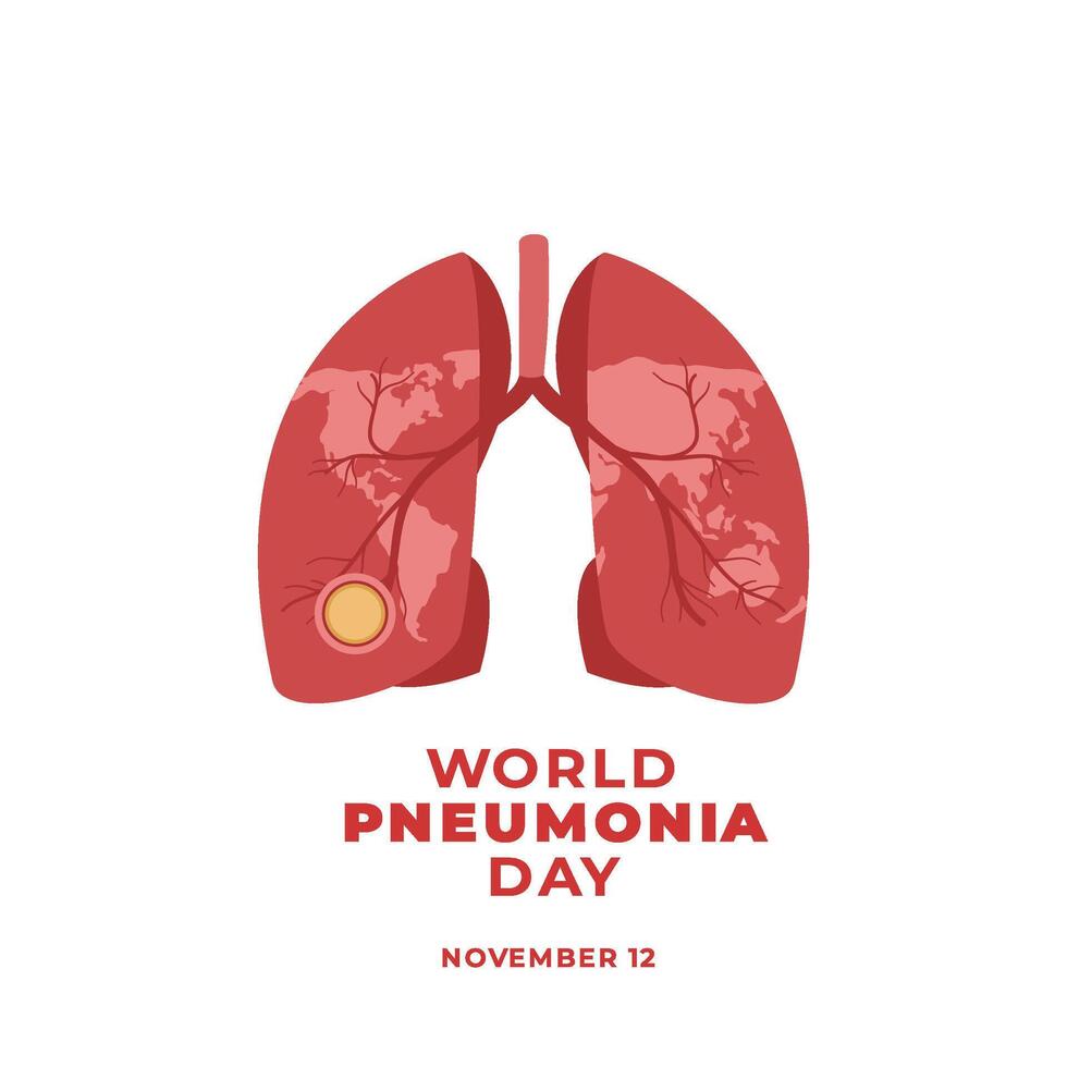 Pneumonia day with hearth image and detail vector