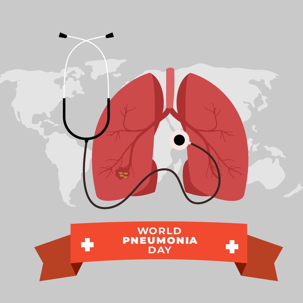 World pneumonia day poster with square size vector