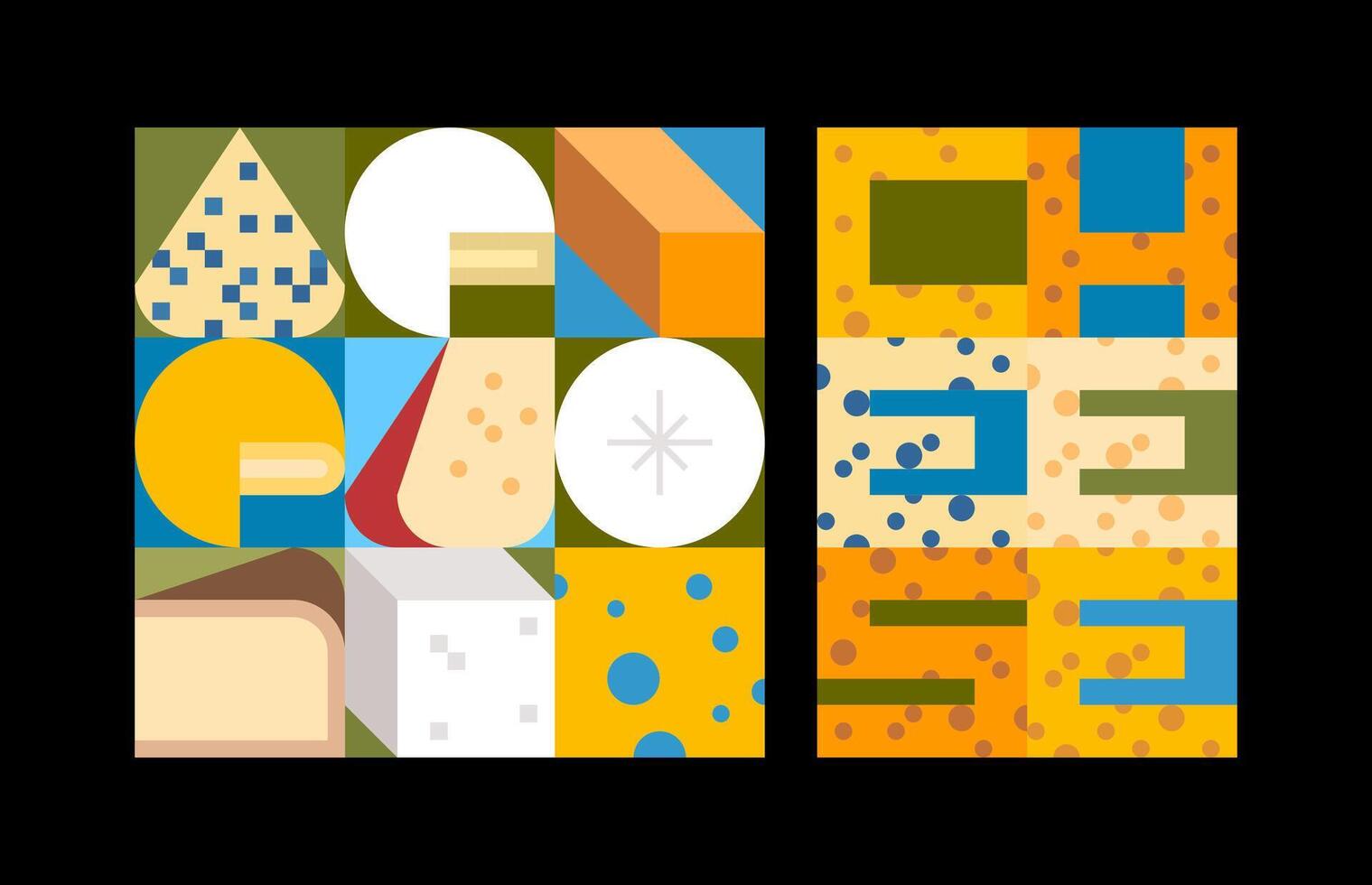 Cheese Mosaic Elements Concept vector