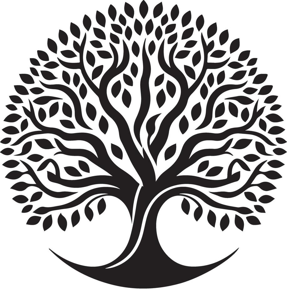 Detailed Banyan Tree Silhouette Illustration for Designers vector