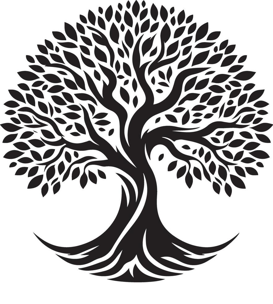 Professional Banyan Tree Silhouette for Logo Design vector