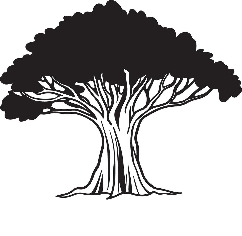 Authentic Banyan Tree Silhouette for Art vector