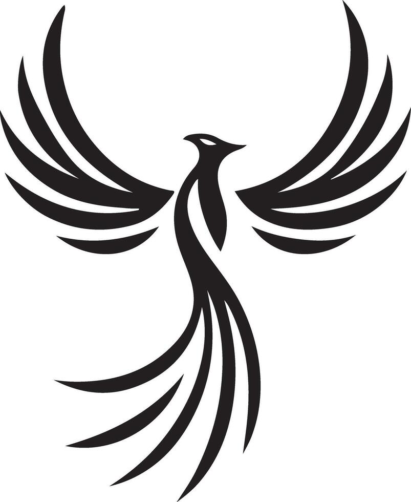 Detailed Phoenix Rising Silhouette for Creative Use vector