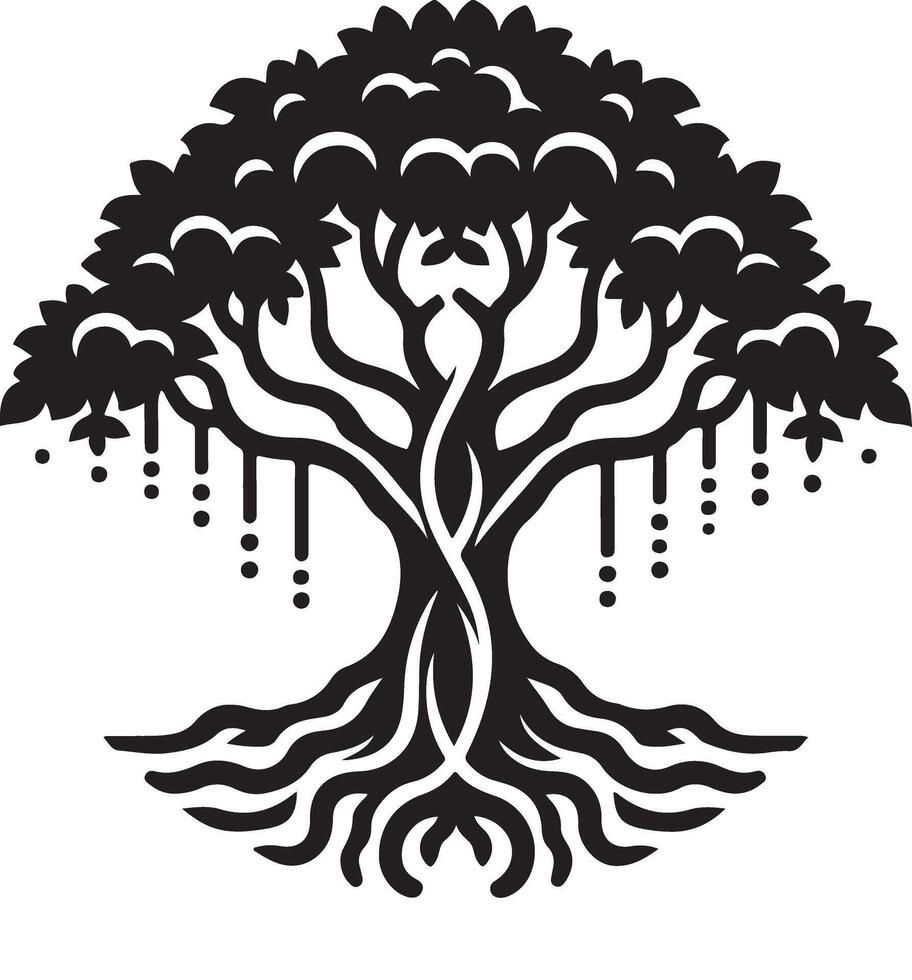 High Definition Banyan Tree Silhouette Download vector