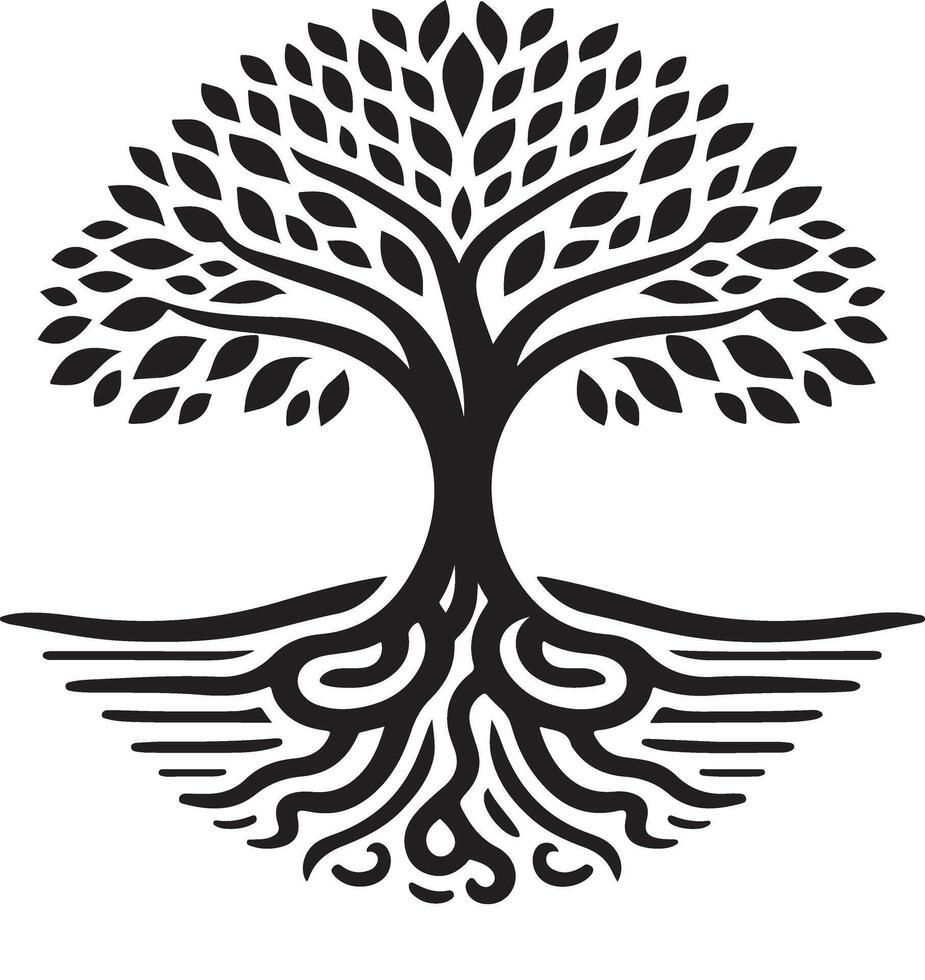 Digital Artwork of Banyan Tree Silhouette vector