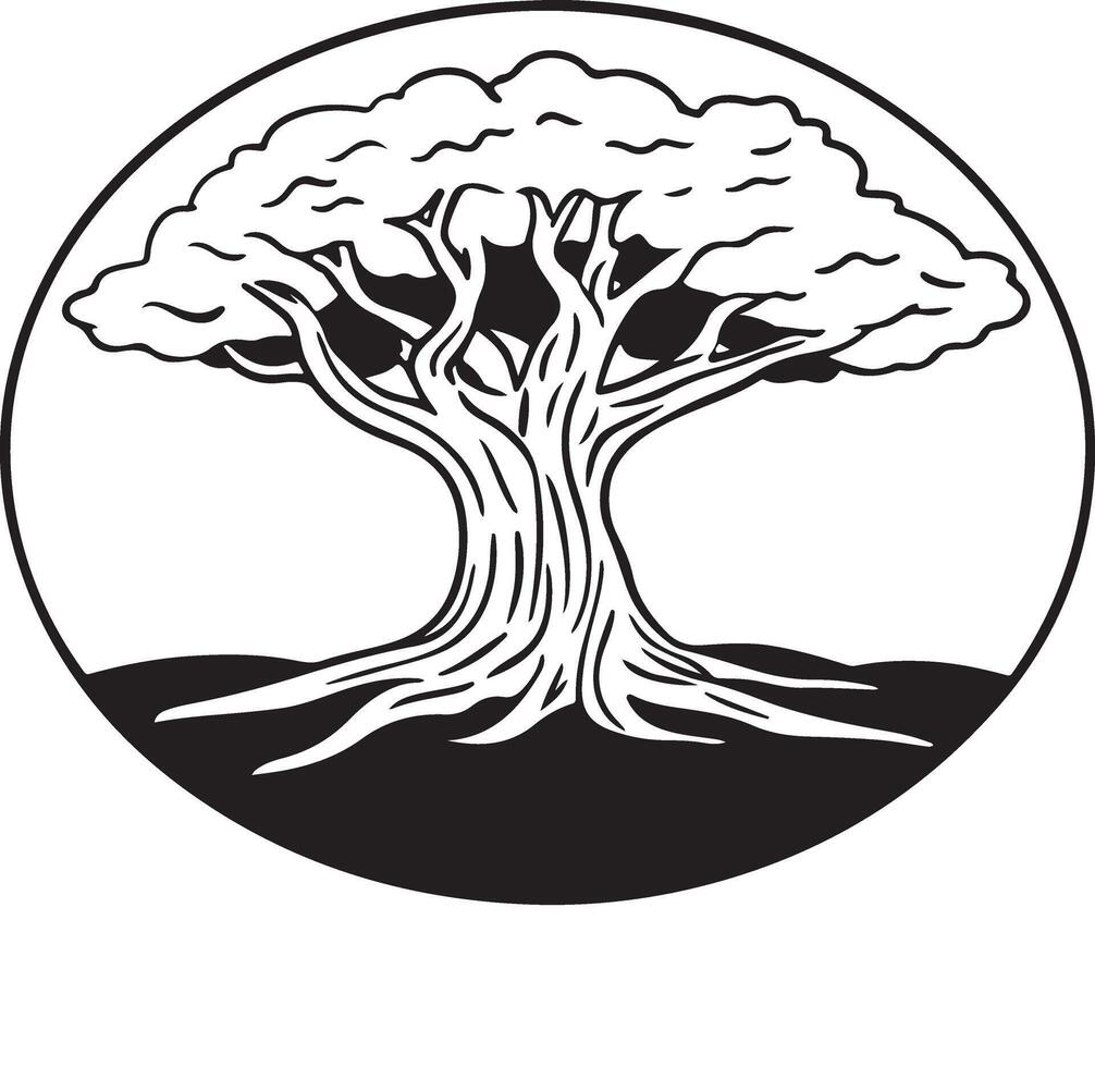 Beautiful Banyan Tree Silhouette Design vector