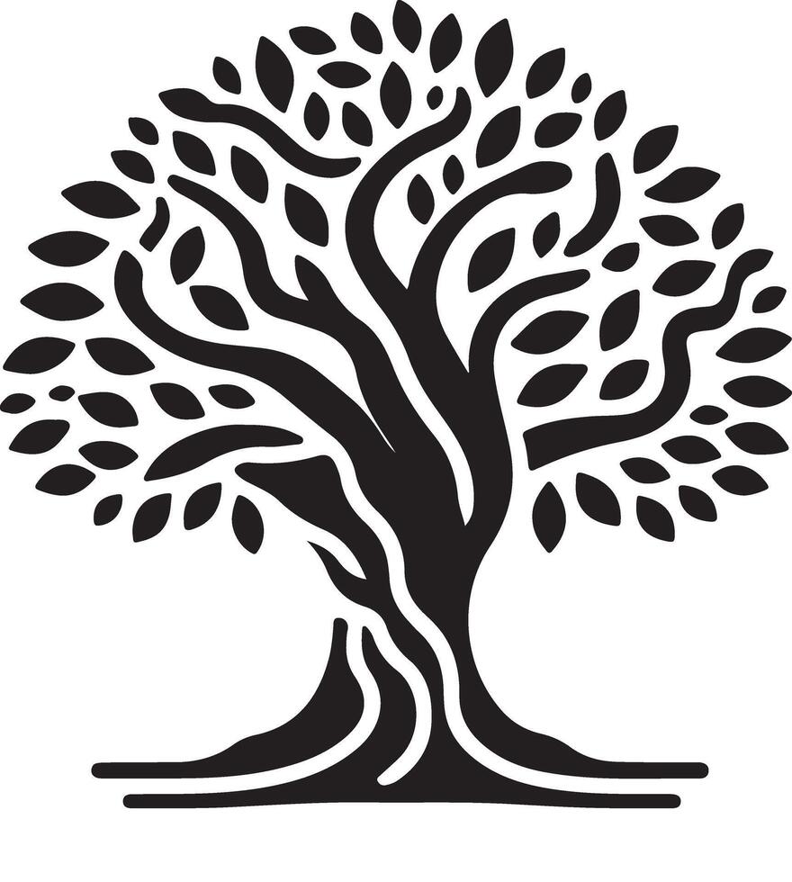 Trendy Banyan Tree Silhouette for Social Media vector