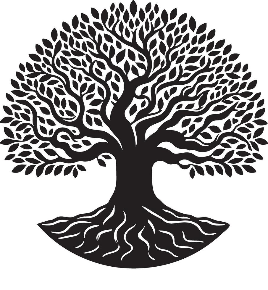 Majestic Banyan Tree Silhouette Image vector