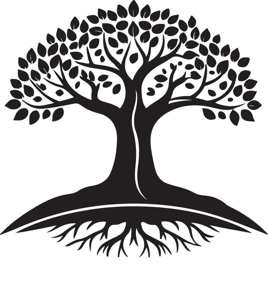 Artistic Illustration of Banyan Tree Silhouette vector