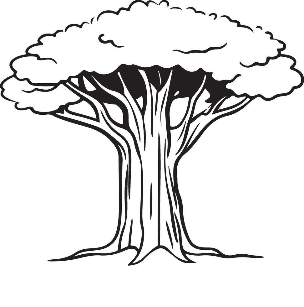 Captivating Banyan Tree Silhouette for Wall Art vector