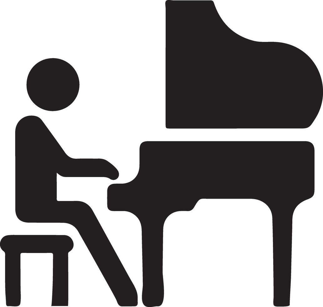 Elegant Silhouette of Pianist Playing Grand Piano vector