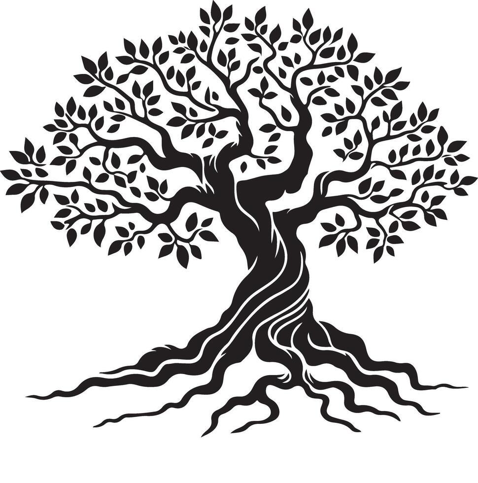 Creative Banyan Tree Silhouette Design for Use vector