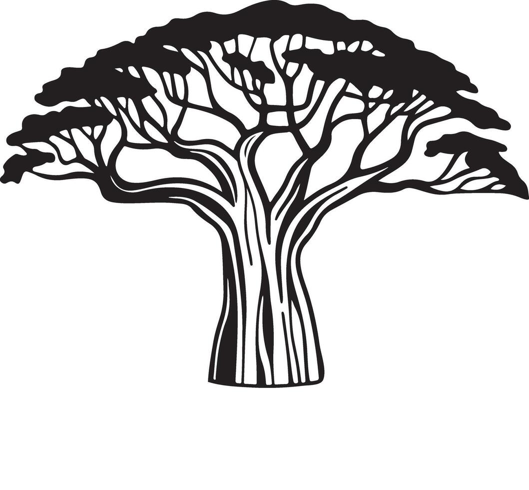 Gorgeous Banyan Tree Silhouette for Digital Artwork vector