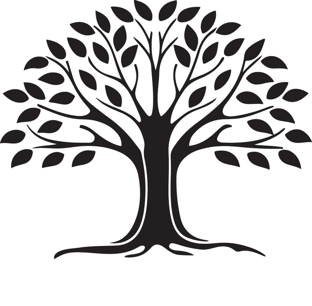 Unique Concept Banyan Tree Silhouette Design vector