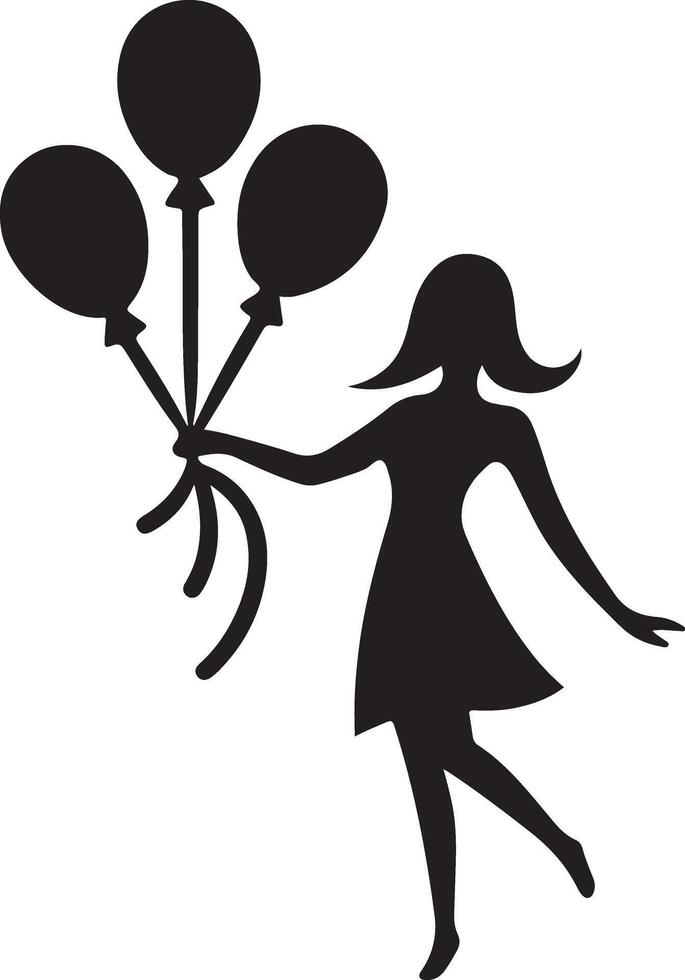 Eye-catching Silhouette of a Person with Bright Balloons vector