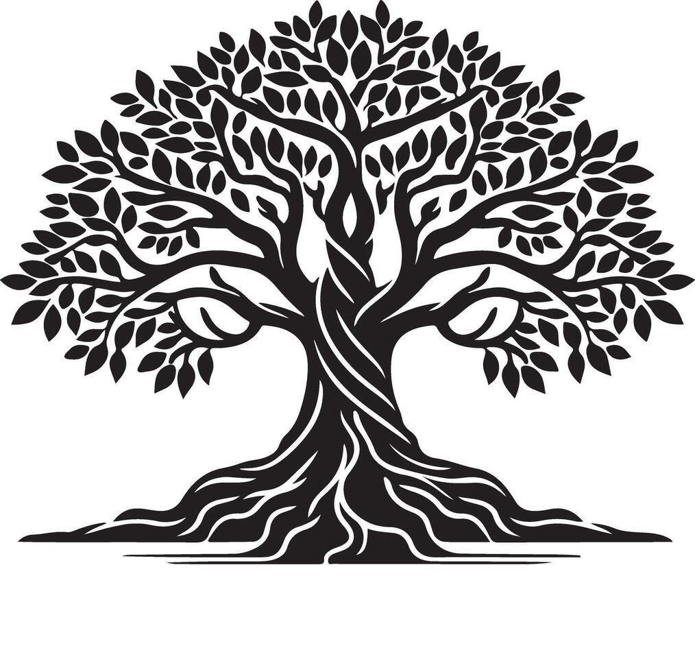 Authentic Banyan Tree Silhouette for Art vector
