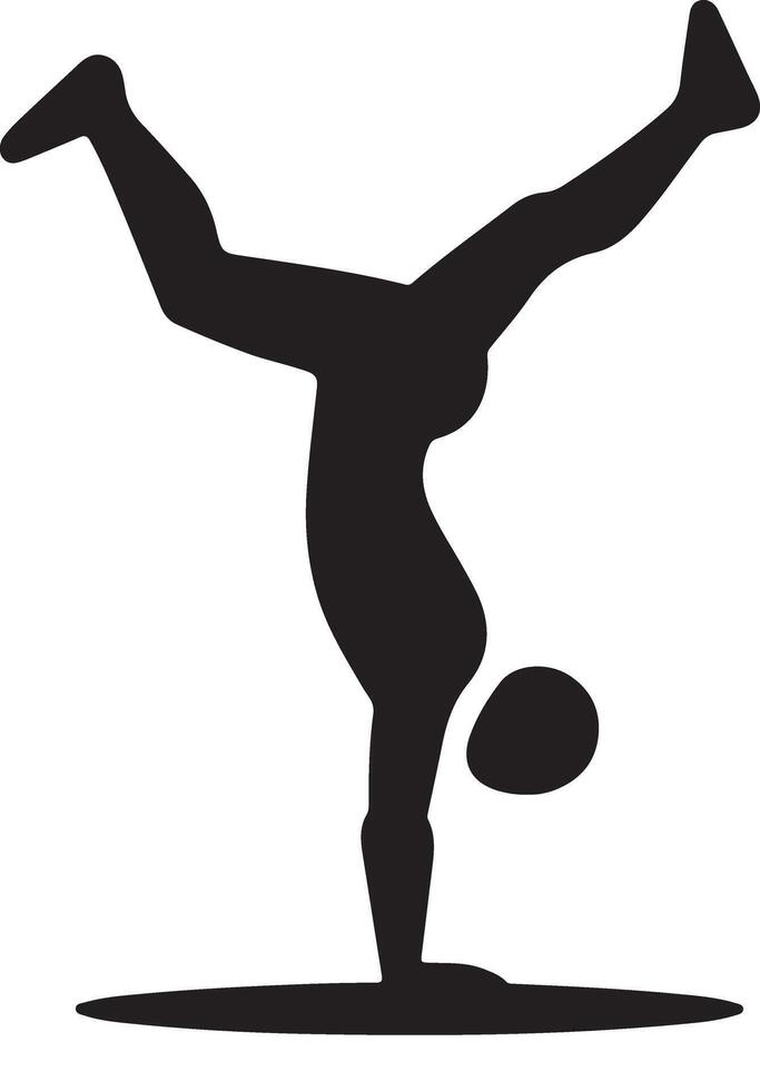 Silhouette of Person Performing Handstand in Format vector