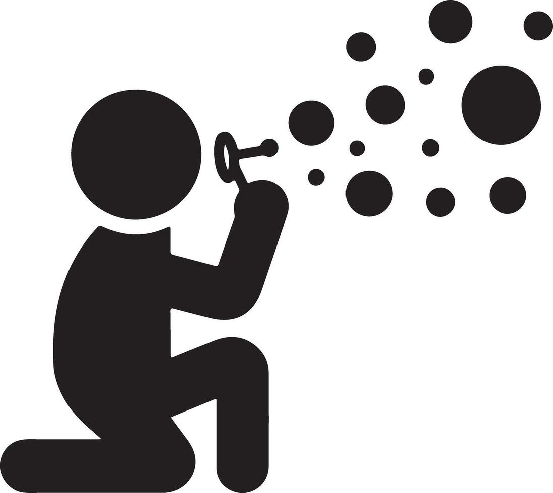 Detailed Illustration of Person Creating Bubble Silhouettes vector