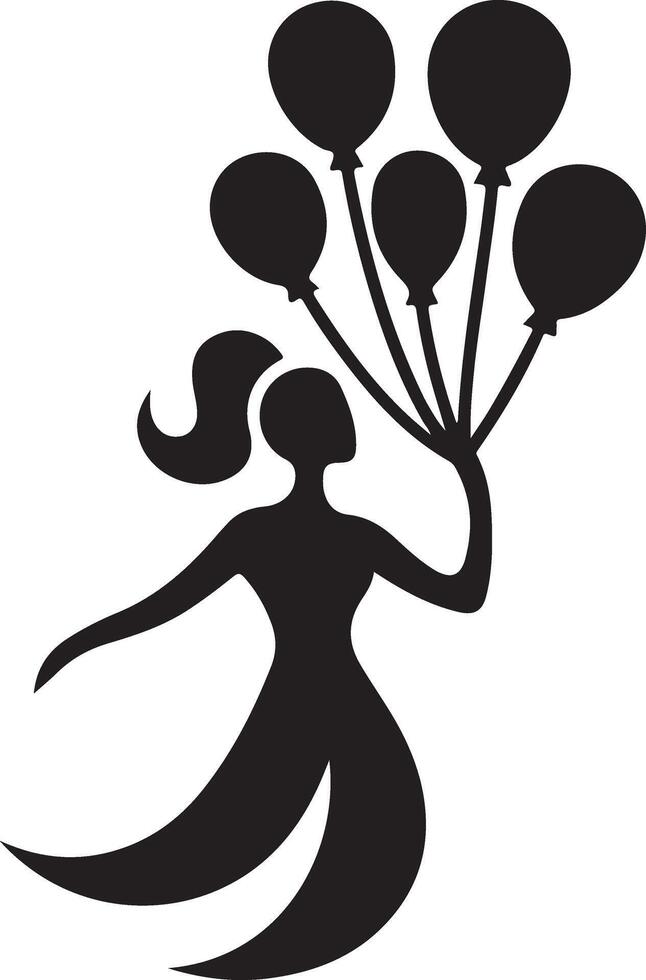 Fun and Playful Silhouette of Person Enjoying Balloons vector
