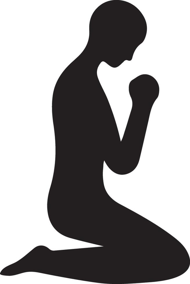 Versatile Kneeling Prayer for Artistic Use vector