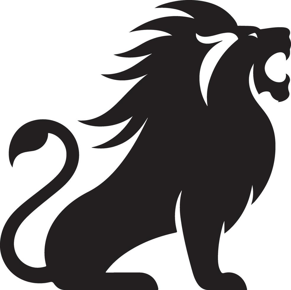 Powerful Lion Roaring Silhouette Graphic Download vector