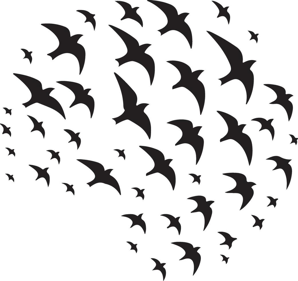 Dynamic Flock of Birds Flying in Style vector