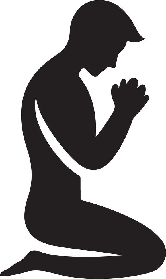 Illustration Depicting Kneeling in Prayer Posture vector