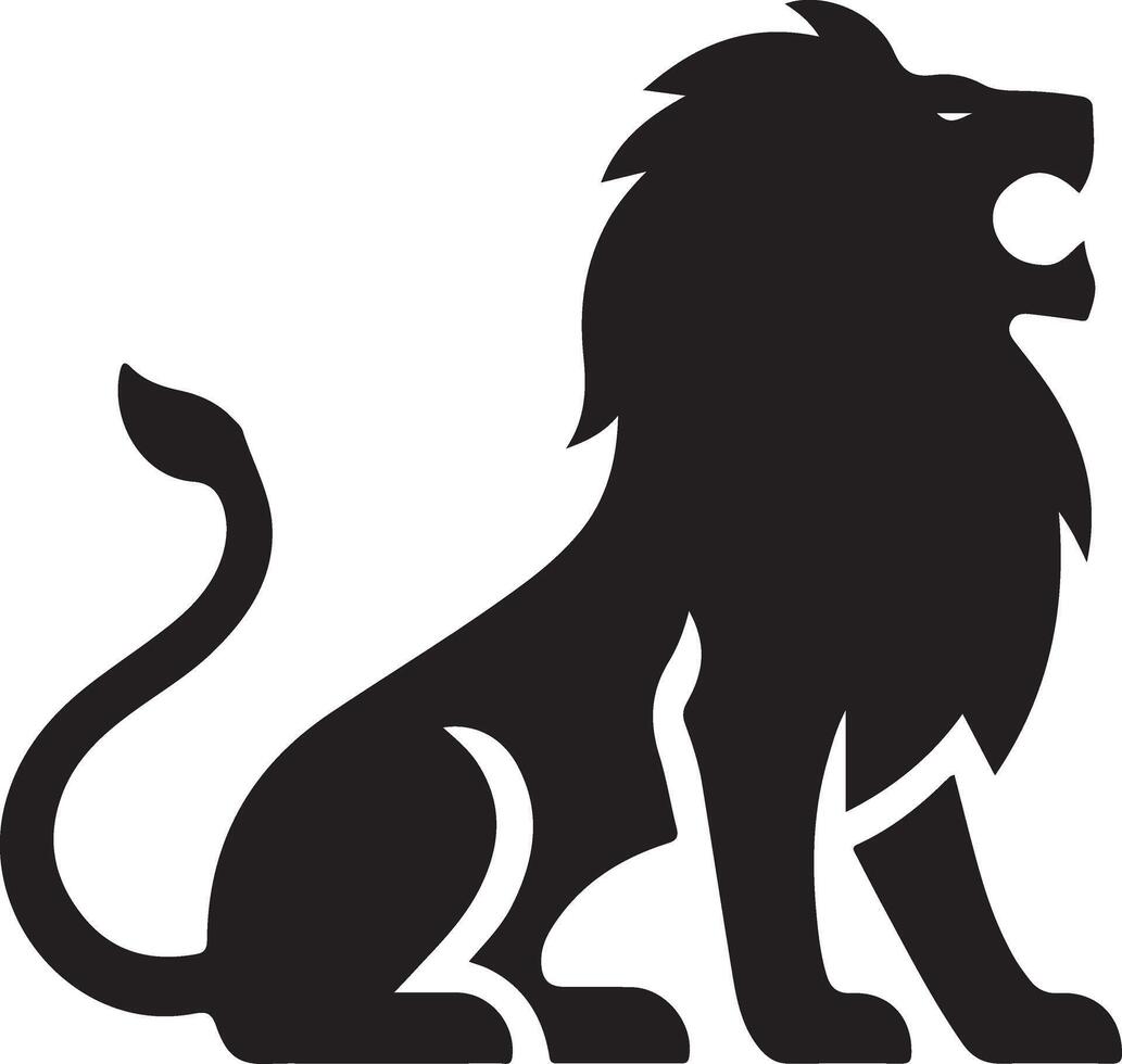 Majestic Lion Roaring Silhouette Image Download vector
