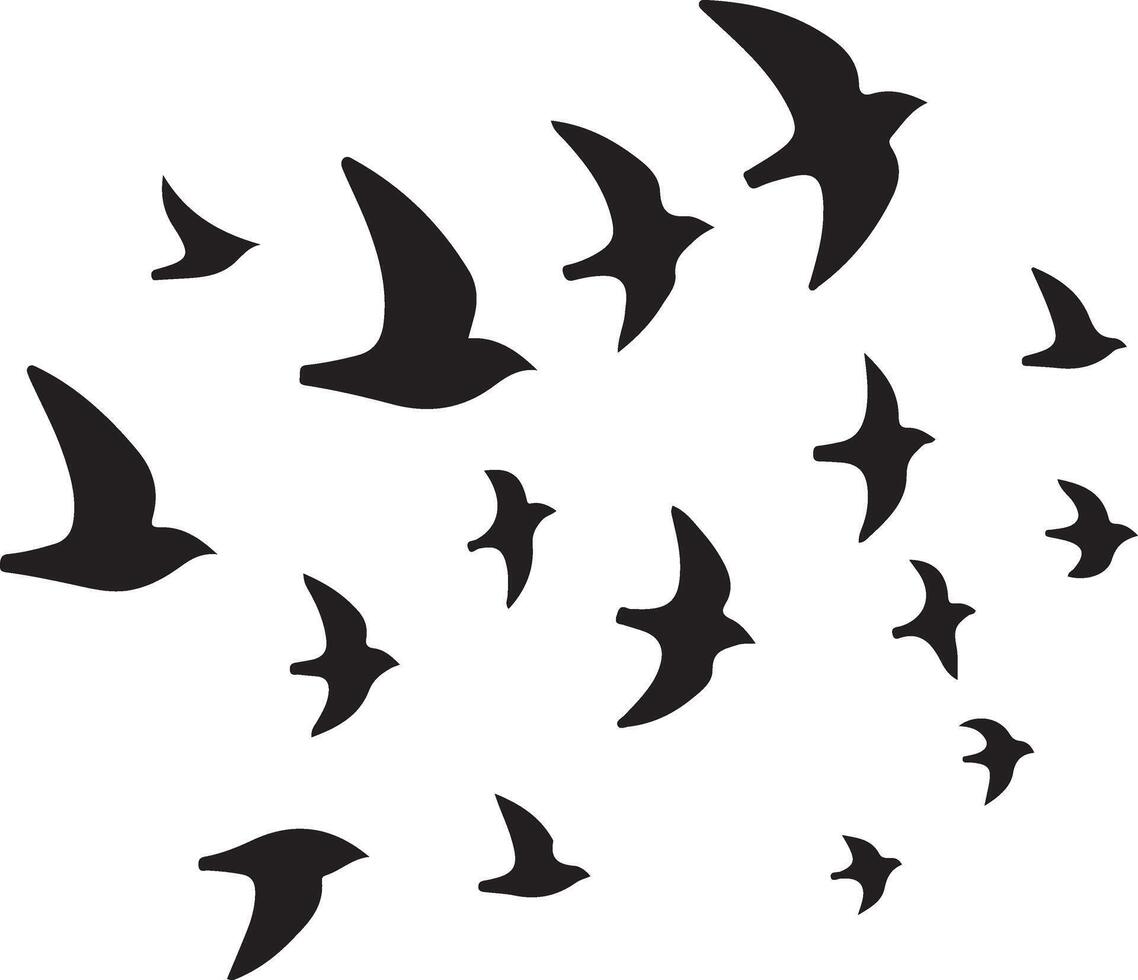 High Quality Illustration of Birds Flying Together vector