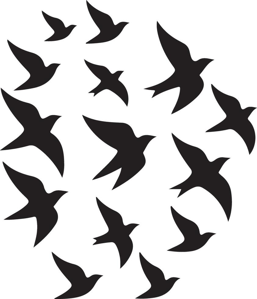 Flock of Birds Creating Artistic Silhouette Design vector