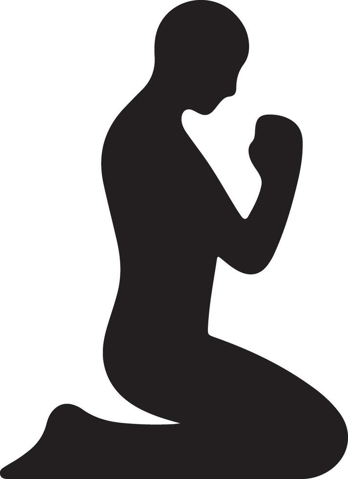 Elegant Illustration of Kneeling Prayer Figure vector