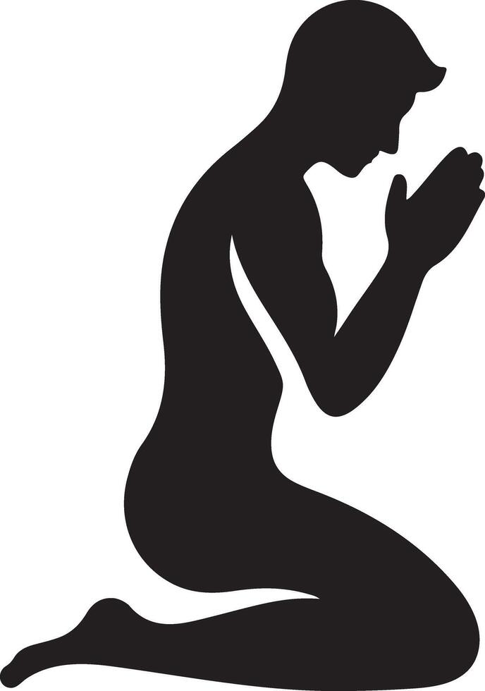 Silhouette of a Person Kneeling in Prayer vector