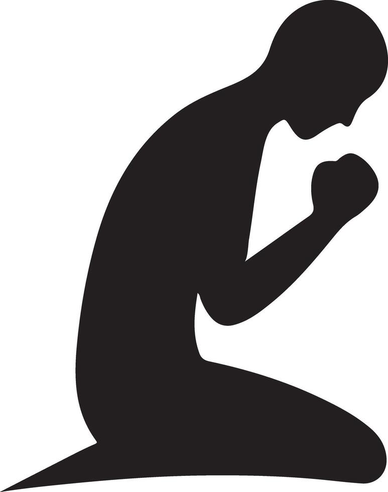 Silhouette of Individual Kneeling in Devotion vector