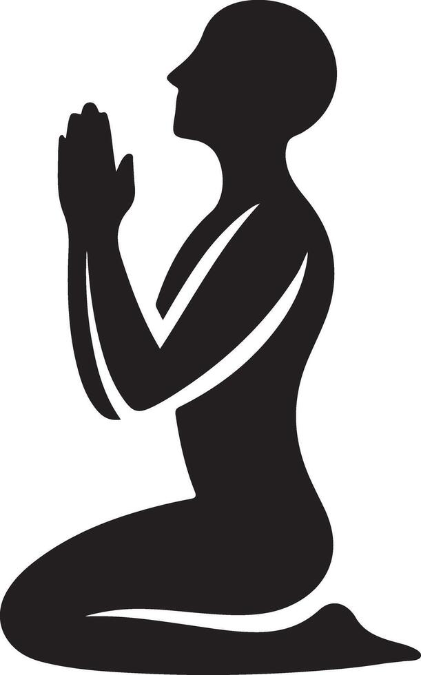 Design Featuring a Kneeling Prayer Silhouette vector