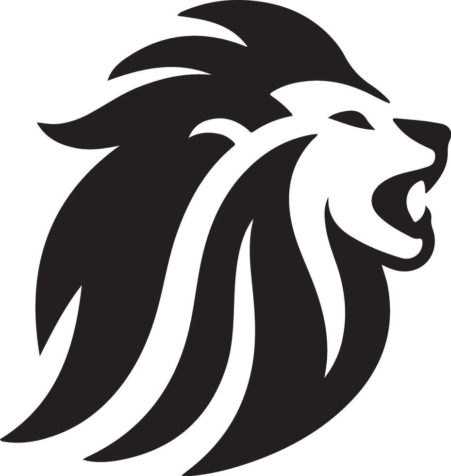 Majestic Lion head Roaring Silhouette Image vector
