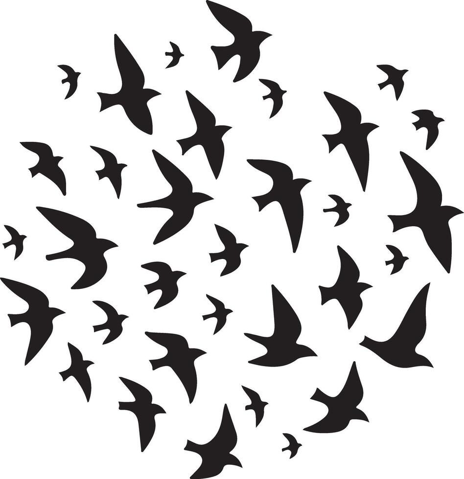 Flock of Birds Silhouette for Graphic Design vector