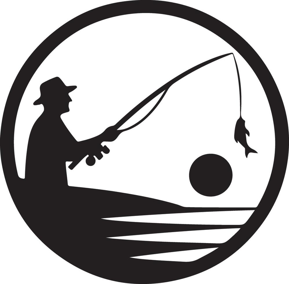 High Quality Fisherman Casting Line Silhouette Image vector