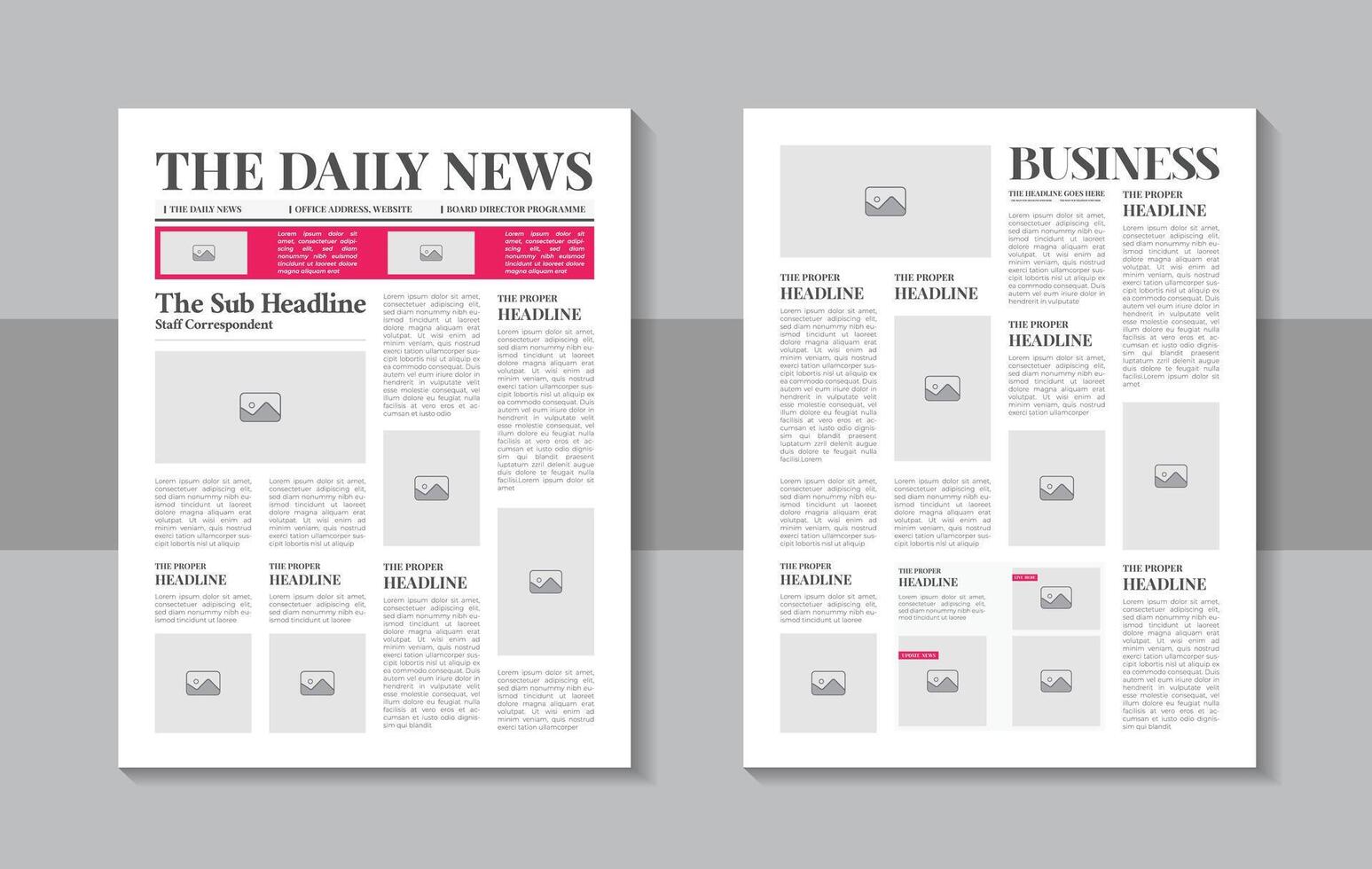 Newspaper Cover Page Empty Template Mockup Design vector