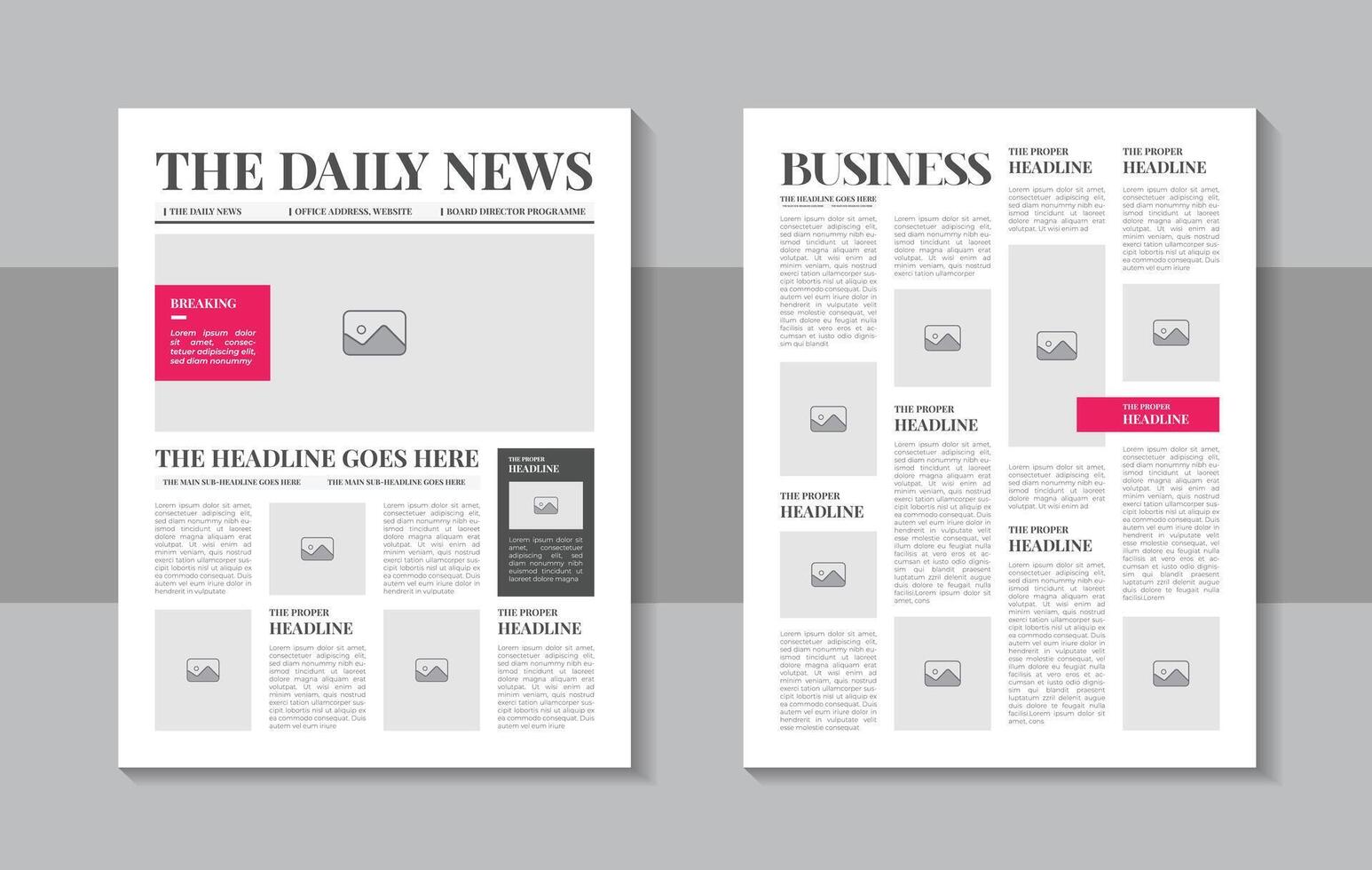 Print ready newspaper template layout design with headlines or Newspaper layout template vector