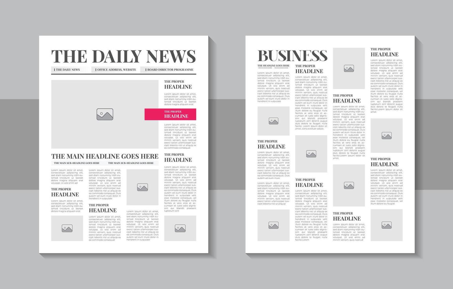 Newspaper . Realistic Pages Template. News Page Layout. Columns And Photos vector
