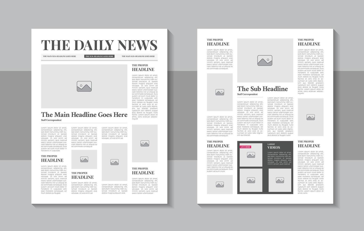 Newspaper . Realistic Pages Template. News Page Layout. Columns And Photos vector