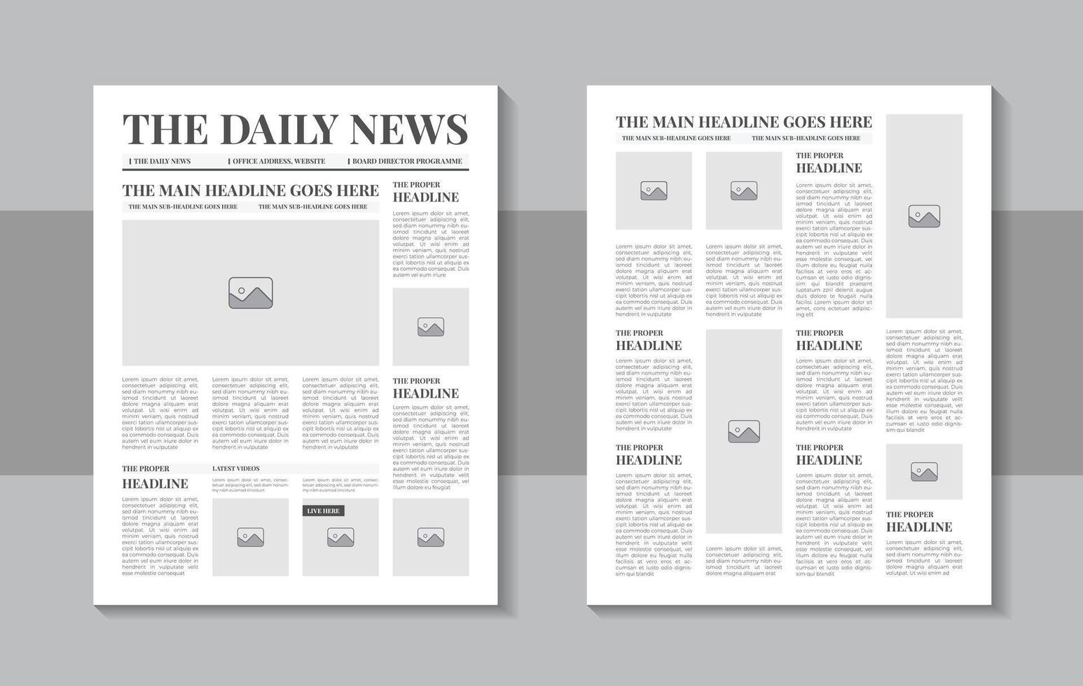 Newspaper Design Template . Modern Newspaper Layout Template. Financial Articles, Business Information. World News Economy Headlines vector