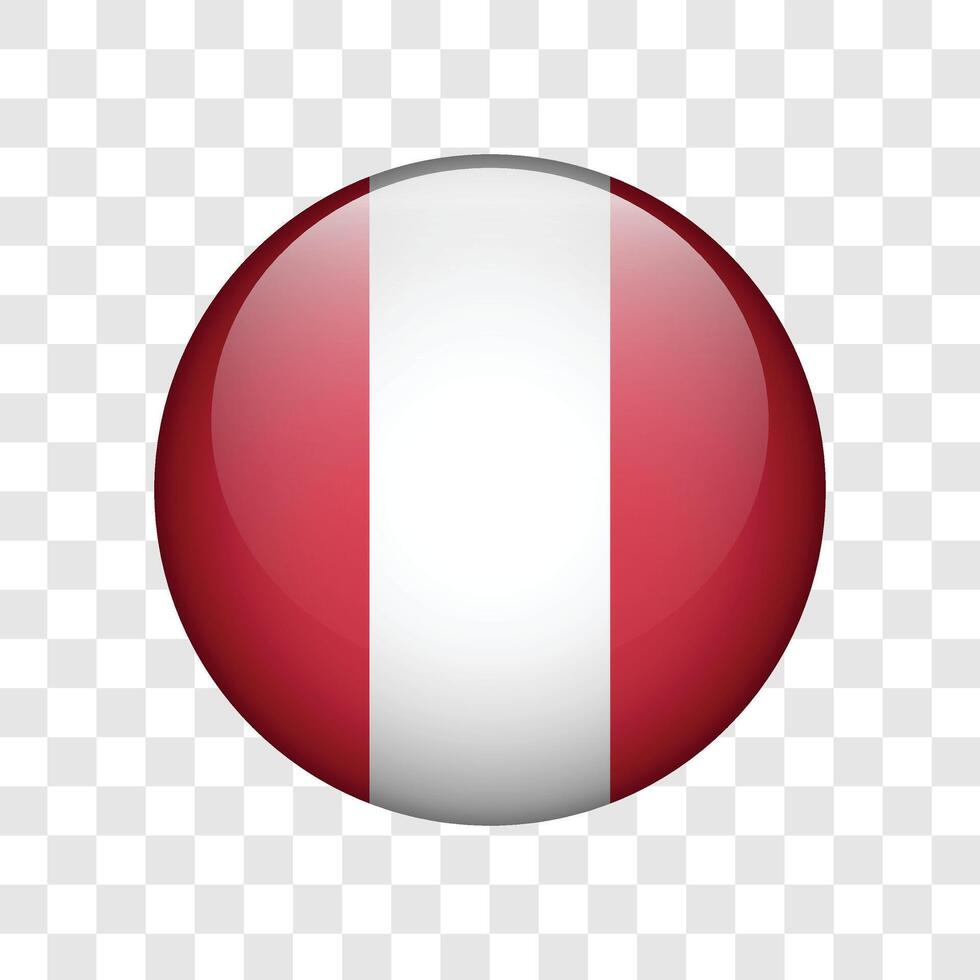 Rounded circle flag of Peru isolated background. illustration vector